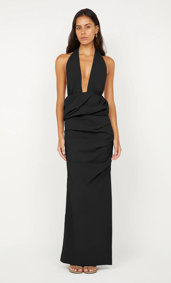black maxi bubble dress EVEREVE Women's Joanna Bubble Hem Maxi Dress, Size Medium, Black, Cotton