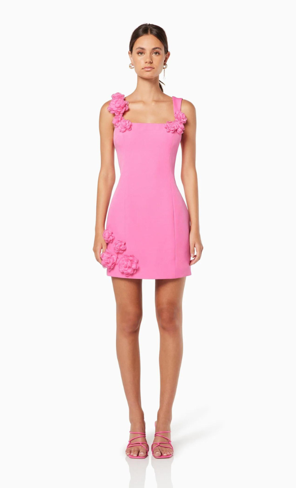 Trompe 3D Floral Mini Dress Pink
