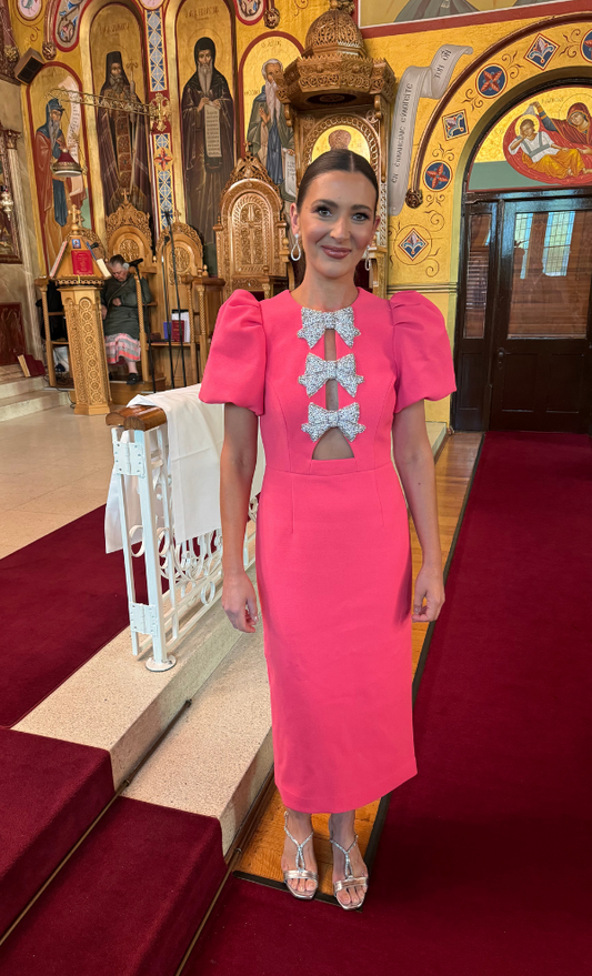 POSEY PUFF SLEEVE MIDI DRESS