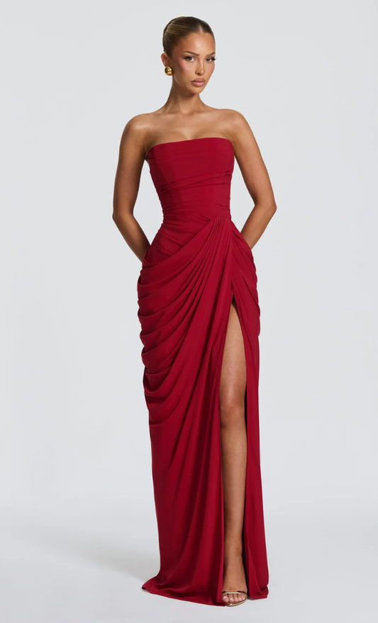 Cyra Maxi Dress - Deep Red