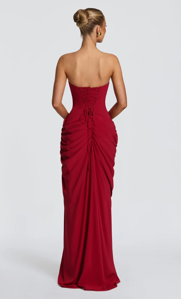 Cyra Maxi Dress - Deep Red