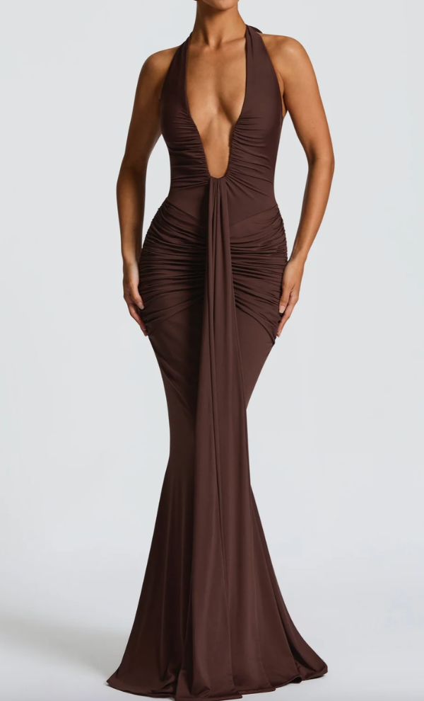 Rosetta Maxi Dress - Brown COMING SOON